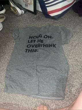Crazy Dog T-Shirts Gray Short Sleeve Tee with Black Text